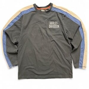 Harley Davidson Mens Size Large Long Sleeve Shirt Spell Out Sleeve Chest